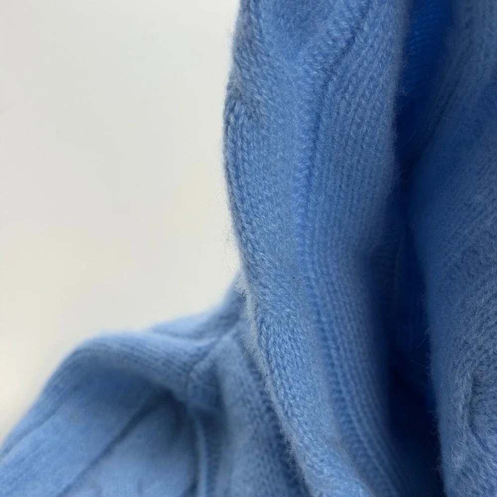 NWD Joie 100% Cashmere Cable Knit Crewneck Sweater Blue Womens Size Large Luxury